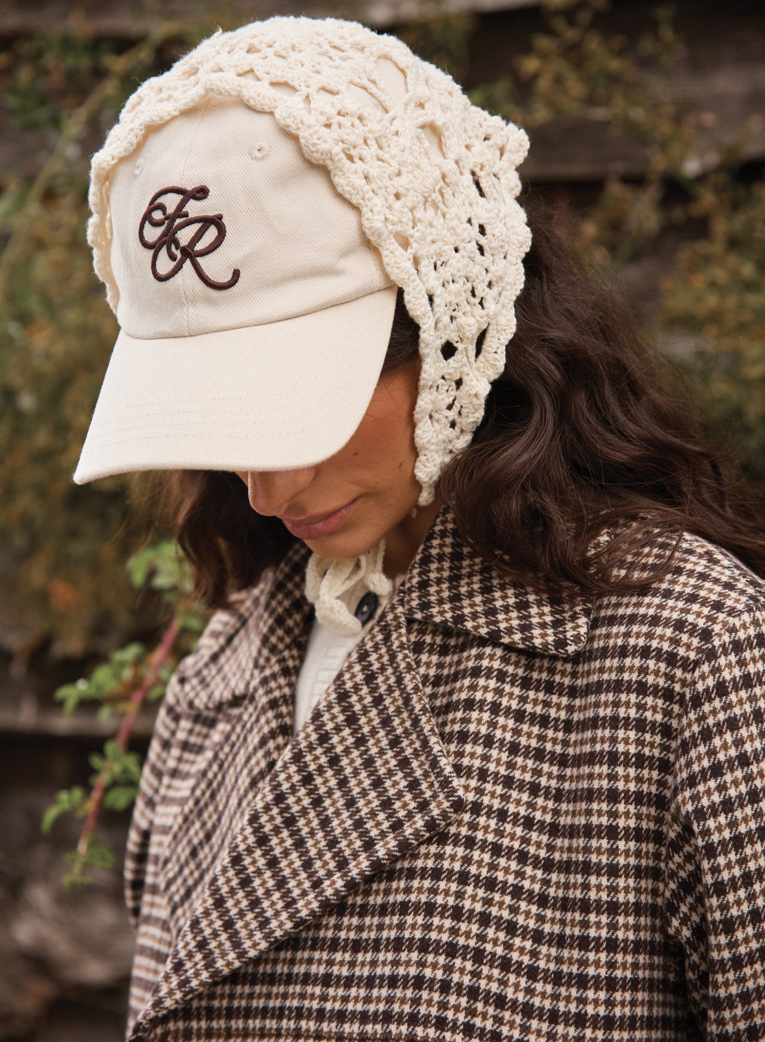 Cream Embroidered Logo Cap